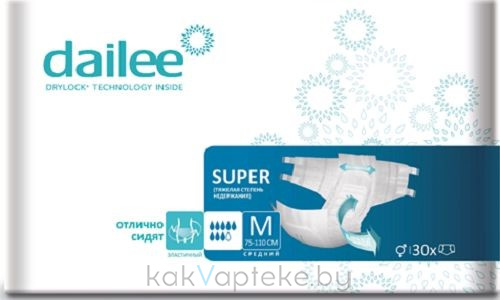 Dailee Подгузники для взрослых Medium (2) (Super), 30 шт