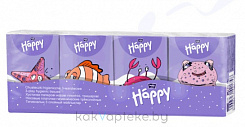 Bella Baby Happy Платочки бумажные носовые гигиенические трехслойные, 8пак по 9 шт