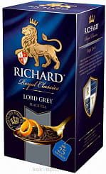 RICHARD Lord Grey Чай листовой  черный цейлонский с ароматом бергамота и лимона, 25 пак