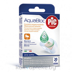 Пластырь Aquabloc водонепроницаемый с антибактериальной подушечкой, диаметр 22,5, № 20