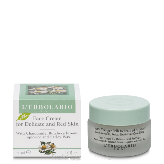 L'Erbolario Крем для чувствительной, склонной к покраснениям, кожи с ромашкой, иглицей, лакричником  и ячменным воском 30 мл