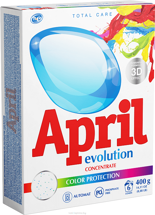 April Evolution автомат color protection Средство моющее синтетическое порошкообразное, 400 гр