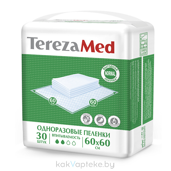 TerezaMed Пеленки одноразовые впитывающие Normal 60x60, 30 шт