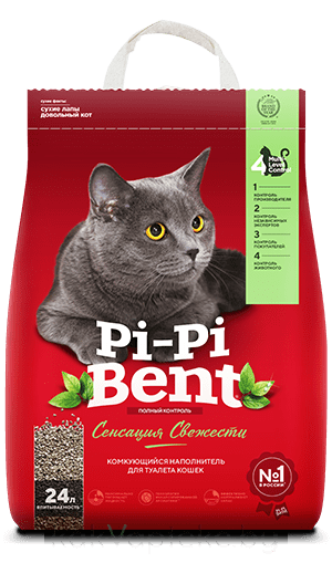 Pi-Pi-Bent Наполнитель для кошачьего туалета "Сенсация свежести", бентонит, 10 кг (24 л)