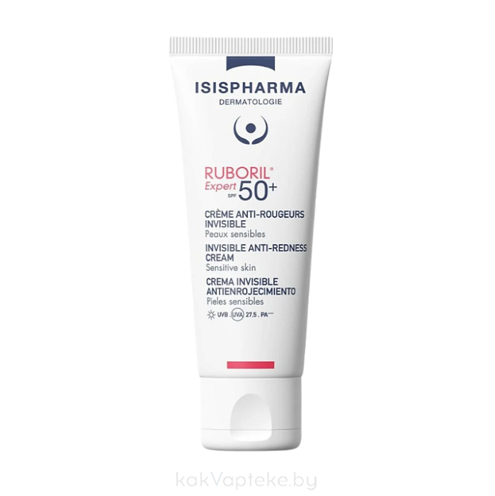 ISISPHARMA RUBORIL Expert SPF50+ INVISIBLE крем для чувст. кожи скл. к покраснению с SPF50+ без тона (c наноматериаломTinosorb@ M), 40 мл