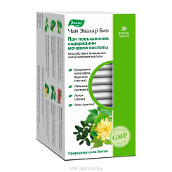 Чай Эвалар БИО При повышенном содержании мочевой кислоты, БАД сырье растительное в фильтр-пакетах по 1,5 г №20