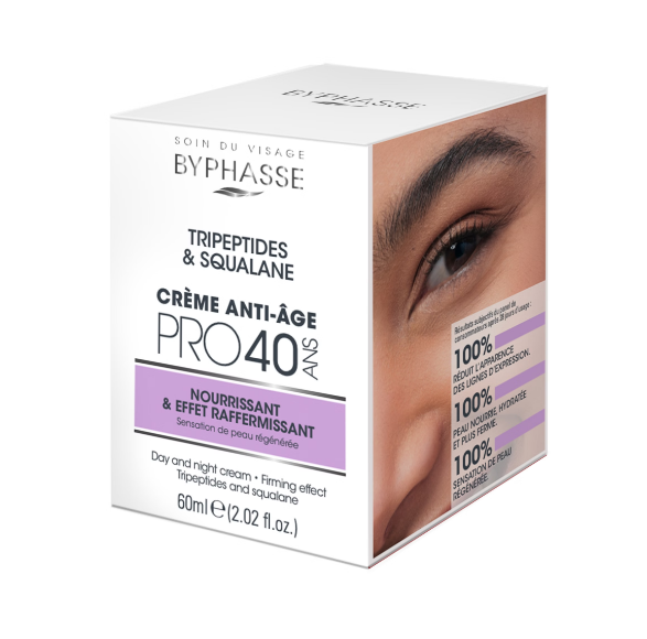 BYPHASSE Укрепляющий антивозрастной крем для лица  PRO40 с трипептидами и скваланом, 60 мл