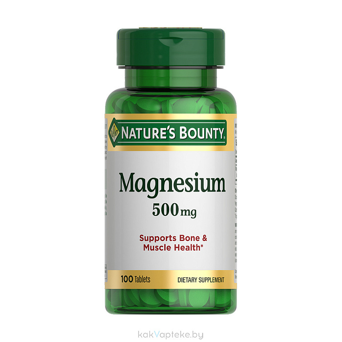 Nature's Bounty Магний-500 мг, БАД таблетки №100