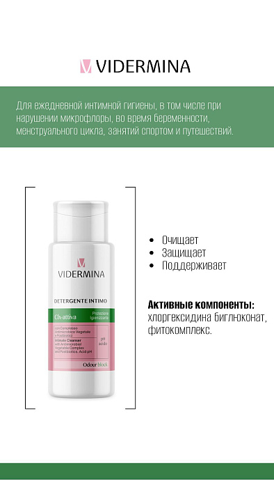 Vidermina clx-attiva Гель для интимной гигиены с кислотным уровнем pH 300 мл