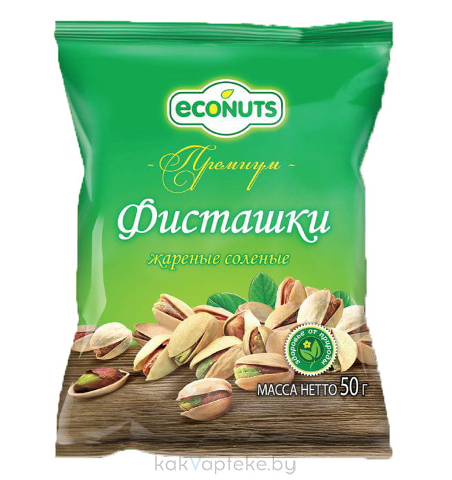 Econuts Орехи фисташковые неочищеные обжареные , соленые, 50 г