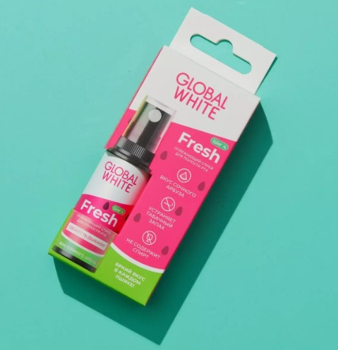 GLOBAL WHITE Fresh Освежающий спрей для полости рта со вкусом арбуза 15 мл