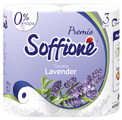 Soffione Бумага туалетная  Premio Lavender Toscana 3сл 4шт, сиреневая