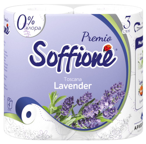 Soffione Бумага туалетная  Premio (Toscana Lavender) 3сл 4шт, сиреневая