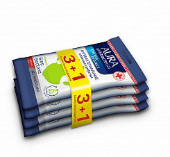 Набор AURA antibacterial  Derma Protect Влажные салфетки очищ. антибактер. РОМАШКА (+ЛИМОН) 15шт 4уп