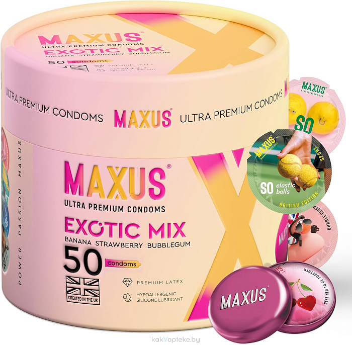 Презервативы ароматизированные Maxus Exotic Mix 50 штук в упаковке