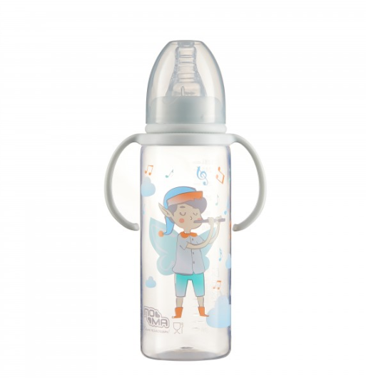 ПОМА Бутылочка пластиковая "DREAM"с молочной силиконовой соской с быстр потоком 6мес+, арт. 6910ДМгол, 250 мл, 1 шт