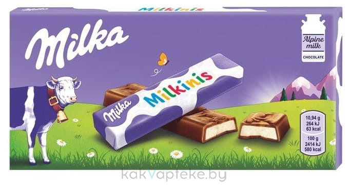 Milka Milkinis Шоколад молочный с молочной начинкой, 87,5 г