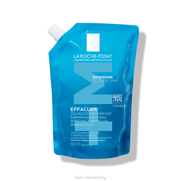 LA ROCHE-POSAY EFFACLAR Гель очищающий пенящийся для чувствительной жирной кожи лица и тела, 400 мл