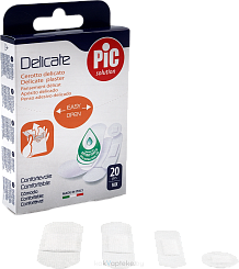 Пластырь Delicate с антибактериальной подушечкой  для чувствительной кожи, набор, размеры мм: 19x72; 25х72; 16х57; диам. 22,5; № 20
