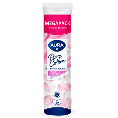 AURA Ватные диски (п/э пакет с веревочкой) , 150 шт