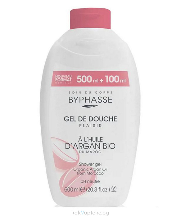 BYPHASSE Гель для душа PLAISIR  Аргановое Масло 600 мл