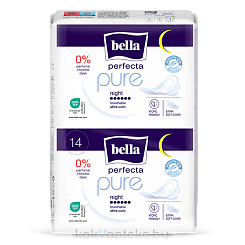 BELLA PERFECTA pure Ультратонкие женские гигиенические впитывающие прокладки night (БЕЛЛА ПЕРФЕКТА пьюр найт) 14 шт