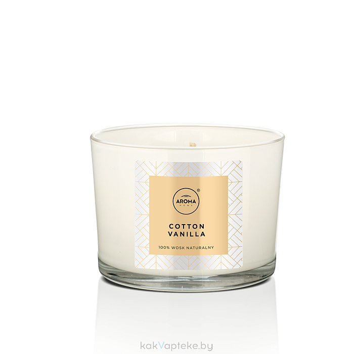 Aroma HOME Ароматизированная свеча в стекле SCENTED CANDLE COTTON VANILLA, 115 гр