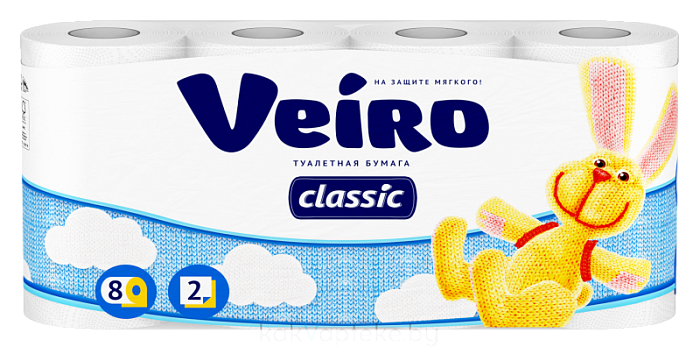 Veiro бумага туалетная Classic двухслойная (2 слоя) 8 шт белая 5С28