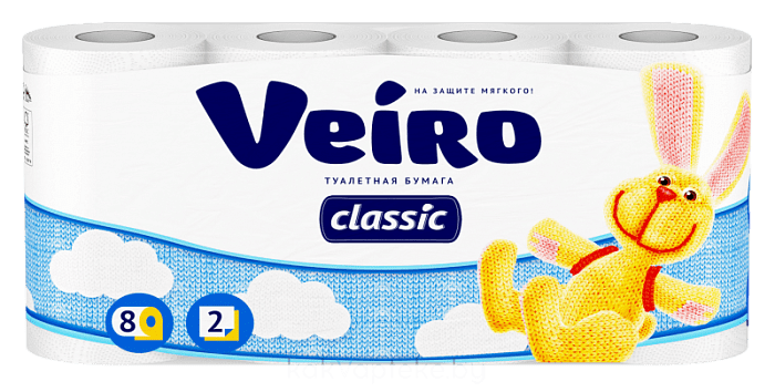 Veiro бумага туалетная Classic двухслойная (2 слоя) 8 шт белая 5С28