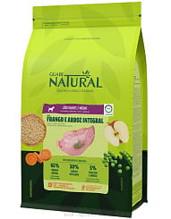 GUABI NATURAL Полнорационный сухой корм для щенков средних пород. Подходит для беременных и кормящих собак. Цыпленок и коричневый рис, 2,5кг