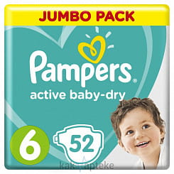 PAMPERS Active Baby-Dry Детские одноразовые подгузники Extra Large (13-18 кг) 52 шт