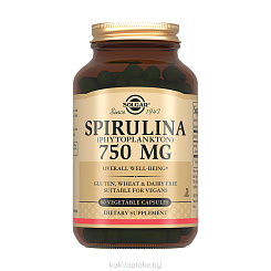 Solgar Спирулина 750 мг, БАД капсулы №80