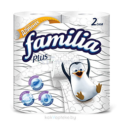 FAMILIA PLUS бумага туалетная белая двухслойная 4шт