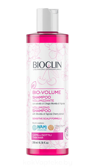BIOCLIN BIO-VOLUME Шампунь для придания объема тонким волосам (вишня), 200 мл