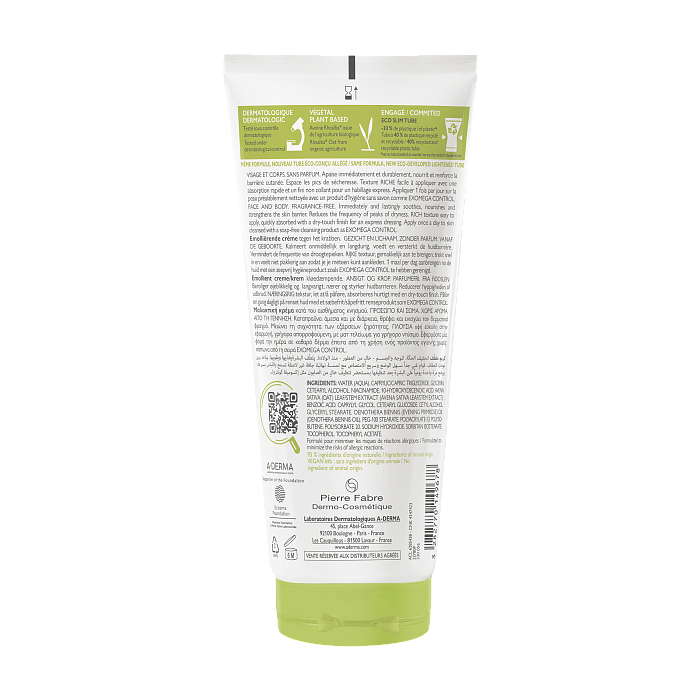 A-DERMA EXOMEGA CONTROL Смягчающий крем для лица и тела 200 мл