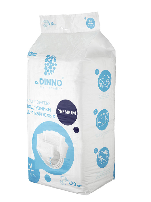 Dr.DINNO Premium Подгузники для взрослых (размер M) 20 шт