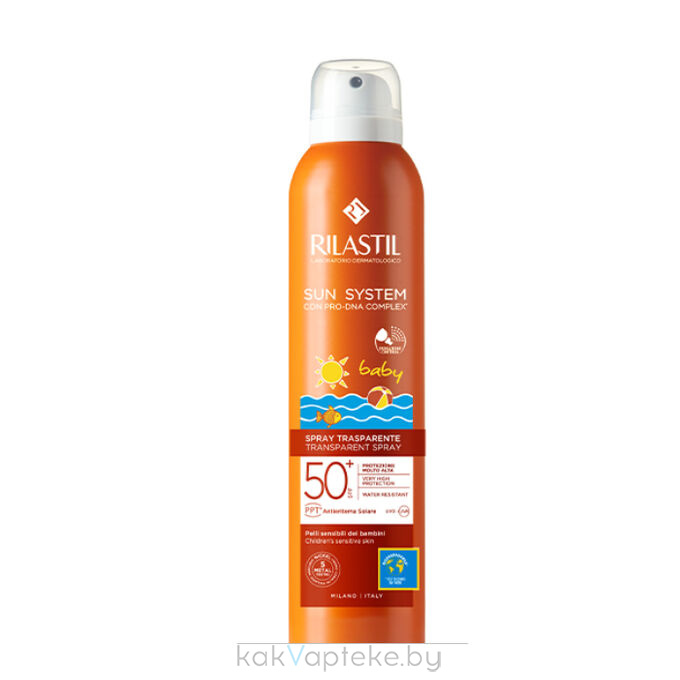 Rilastil SUN SYSTEM PPT BABY Прозрачный спрей для детей SPF 50+, 200 мл