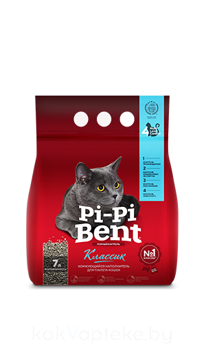 Pi-Pi-Bent Наполнитель комкующийся  для кошачьего туалета "Классик", бентонит, 3 кг (7 л)