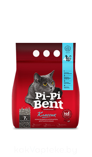 Pi-Pi-Bent Наполнитель комкующийся  для кошачьего туалета "Классик", бентонит, 3 кг (7 л)