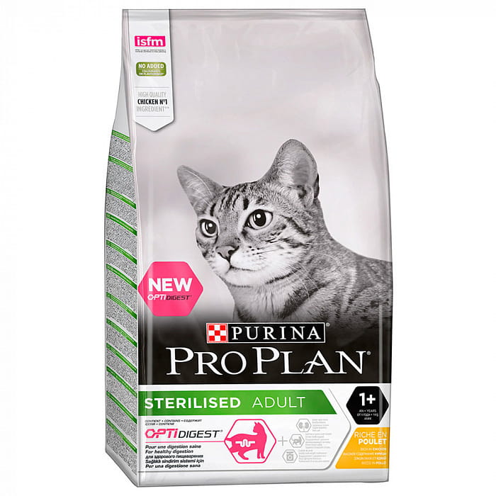 Pro Plan Корм сухой полнорационный для взрослых стерилизованных кошек и кастрированных котов, с высоким содержанием Курицы, 10 кг
