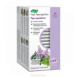 Чай Эвалар Био При диабете, БАД сырье растительное в фильтр-пакетах по 2,0 г №20