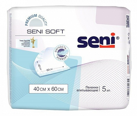 Seni Soft Пеленки одноразовые 40*60 см (впитывающие), 5 шт