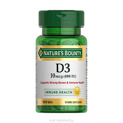 Nature`s Bounty Витамин D3 400 МЕ, БАД таблетки № 100 (Витамин Д3)
