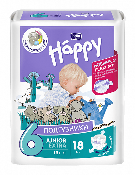 Bella Baby Happy junior extra Подгузники гигиенические для детей (Flexi Fit) 18 шт