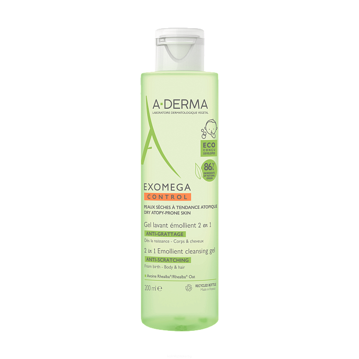 A-DERMA EXOMEGA CONTROL Очищающий гель 2-в-1 для тела и волос 200 мл
