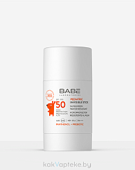 LABORATORIOS BABE Детский невидимый солнцезащитный стик для лица SPF 50 с пантенолом и пребиотиком  / PEDIATRIC INVISIBLE STICK SUNSCREEN WATER RESISTANT SPF 50, 30 г