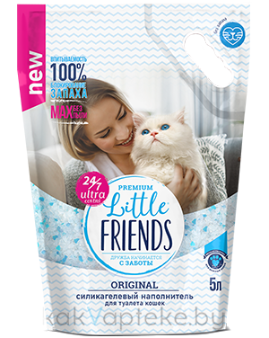 Наполнитель для кошачьего туалета "Little Friends Original", силикагелевый, 5 л.