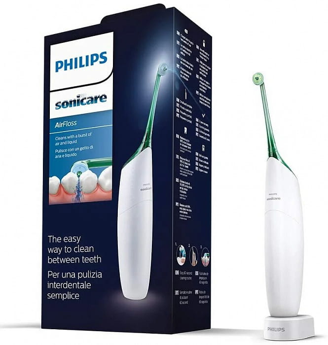Philips Sonicare AirFloss Электрический прибор для чистки межзубных промежутков HX8261/01 (белый с зелёным)