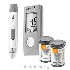 Экспресс-анализаторы глюкозы в крови портативные с принадлежностями: система контроля уровня глюкозы в крови PROLIFE PM 200, - тест-полоски PROLIFE PT 200 (50 шт. в упаковке)
