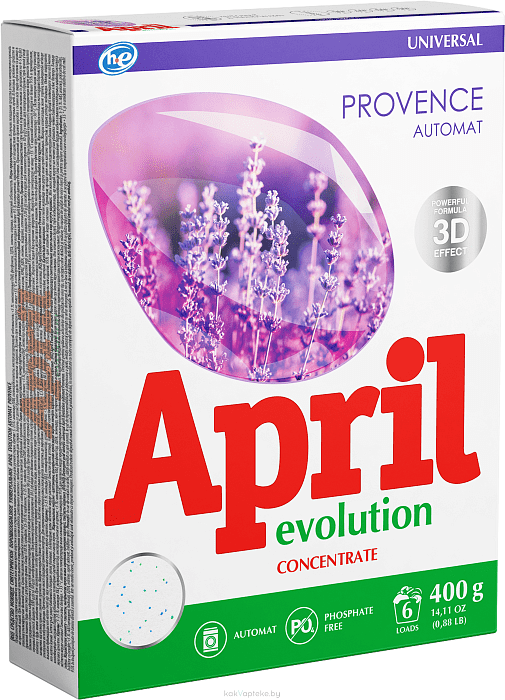 April Evolution автомат Provence Средство моющее синтетическое порошкообразное универсальное, 400 гр